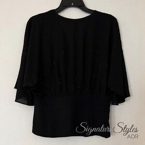 White House Black Market Black V-Neck Blouse – Size 12P